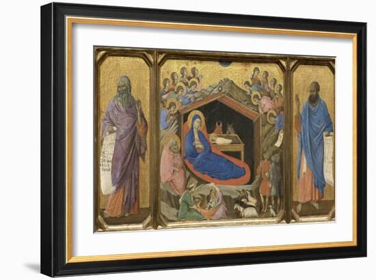 Nativity with the Prophets Isaiah and Ezekiel-Duccio di Buoninsegna-Framed Giclee Print