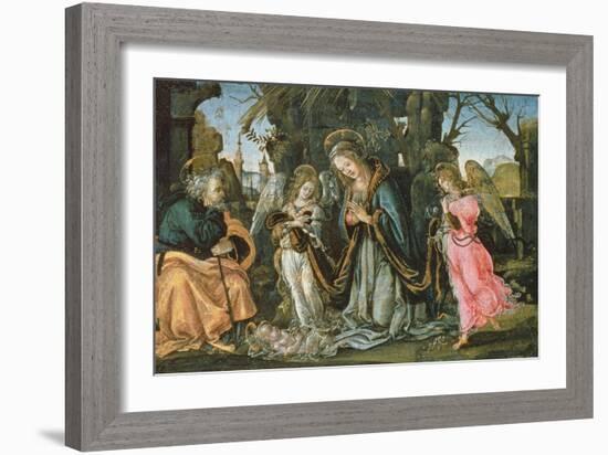 Nativity with Two Angels, Possibly Early 1490s (Panel)-Filippino Lippi-Framed Giclee Print