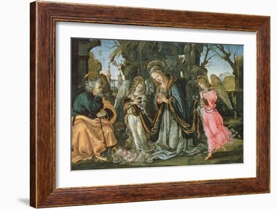 Nativity with Two Angels, Possibly Early 1490s (Panel)-Filippino Lippi-Framed Giclee Print