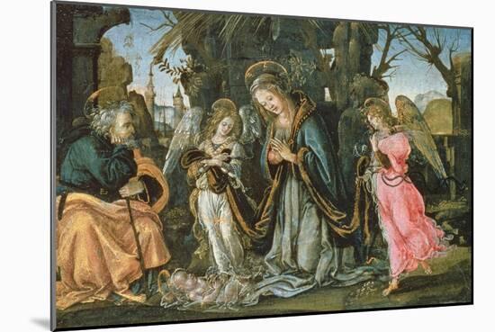 Nativity with Two Angels, Possibly Early 1490s (Panel)-Filippino Lippi-Mounted Giclee Print