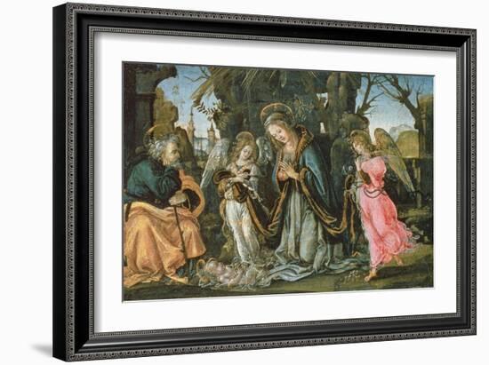 Nativity with Two Angels, Possibly Early 1490s (Panel)-Filippino Lippi-Framed Giclee Print