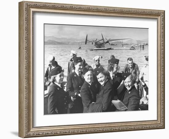 Nats in the Pacific: Group of Navy Nurses Arriving at Noumea-Peter Stackpole-Framed Photographic Print