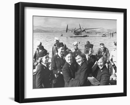 Nats in the Pacific: Group of Navy Nurses Arriving at Noumea-Peter Stackpole-Framed Photographic Print