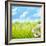 Natural Background with Daisy Flower on Grass-Liang Zhang-Framed Photographic Print