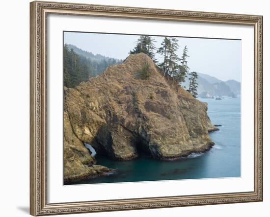 Natural Bridge at Coast, Thunder Cove, Oregon Coast, Brookings, Curry County, Oregon, Usa-null-Framed Photographic Print