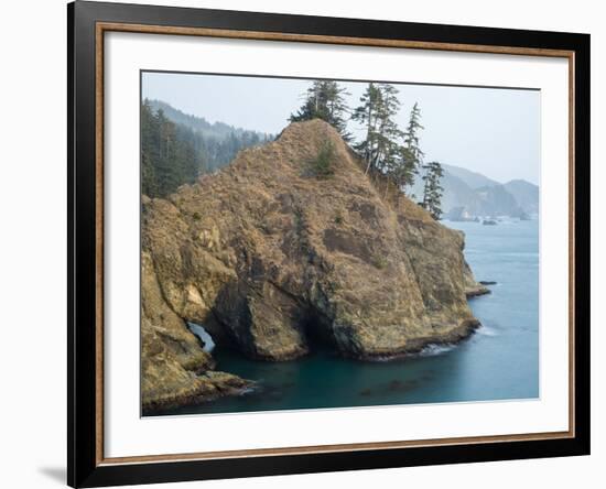 Natural Bridge at Coast, Thunder Cove, Oregon Coast, Brookings, Curry County, Oregon, Usa-null-Framed Photographic Print