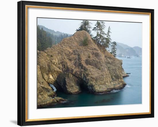 Natural Bridge at Coast, Thunder Cove, Oregon Coast, Brookings, Curry County, Oregon, Usa-null-Framed Photographic Print