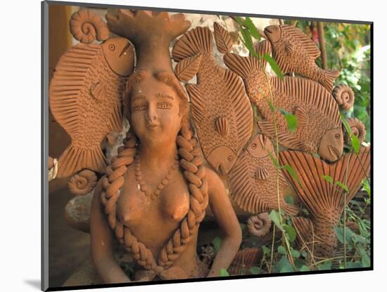 Natural Clay Mermaid and Fish Design, Oaxaca, Mexico-Judith Haden-Mounted Photographic Print