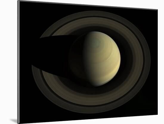 Natural Color Mosaic of Planet Saturn and its Main Rings-null-Mounted Photographic Print