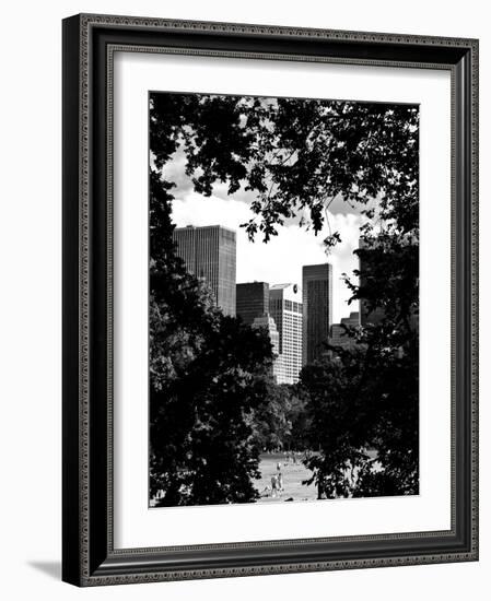 Natural Heart Formed by Trees Overlooking Buildings, Central Park in Summer, Manhattan, New York-Philippe Hugonnard-Framed Photographic Print
