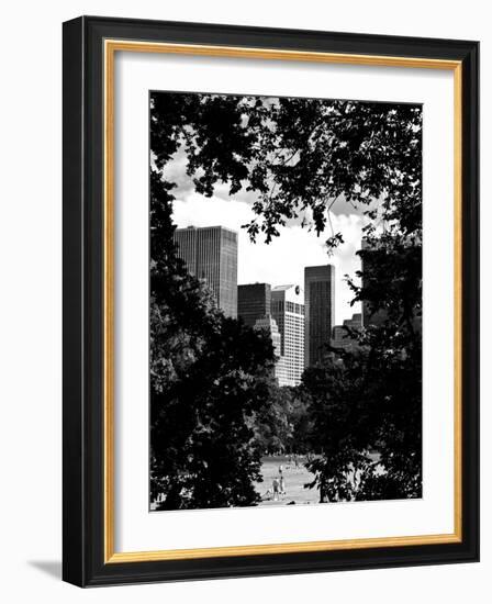 Natural Heart Formed by Trees Overlooking Buildings, Central Park in Summer, Manhattan, New York-Philippe Hugonnard-Framed Photographic Print