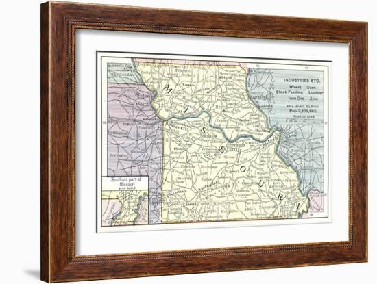 Natural Resources Map of Missouri-null-Framed Art Print