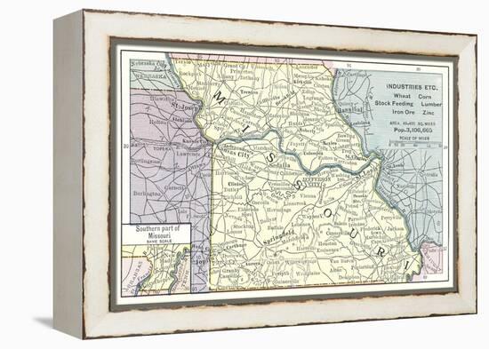 Natural Resources Map of Missouri-null-Framed Stretched Canvas