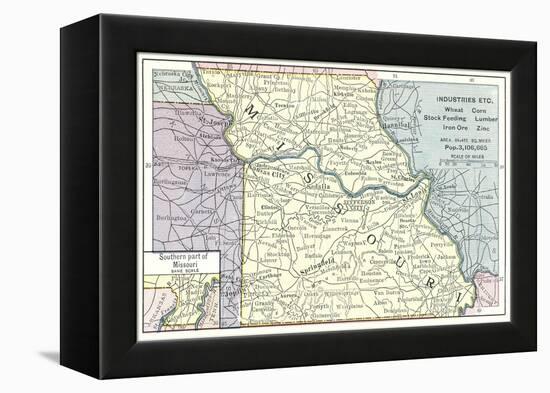 Natural Resources Map of Missouri-null-Framed Stretched Canvas