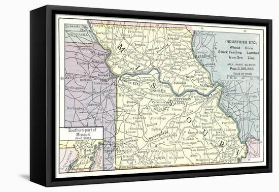 Natural Resources Map of Missouri-null-Framed Stretched Canvas