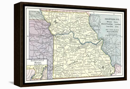 Natural Resources Map of Missouri-null-Framed Stretched Canvas