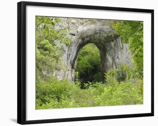 Natural Rock Arch Leading to Reynards Cave, Dovedale, Peak District Np, Derbyshire, UK-Gary Smith-Framed Photographic Print