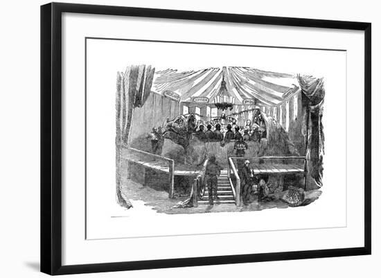 Naturalists Dining Inside a Model of a Dinosaur, Crystal Palace, Sydenham, New Year's Eve, 1853-null-Framed Giclee Print