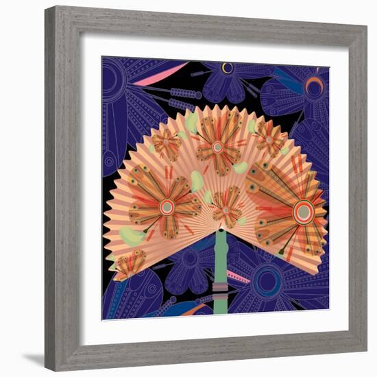 Nature Fan, Flower Purple Color-Belen Mena-Framed Giclee Print