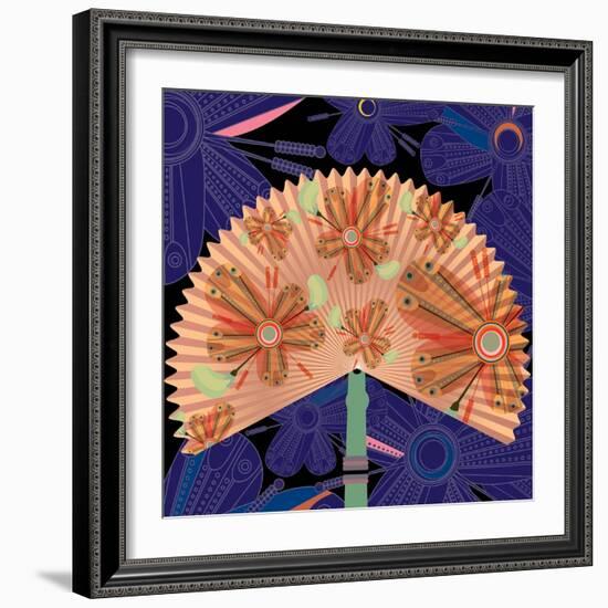 Nature Fan, Flower Purple Color-Belen Mena-Framed Giclee Print