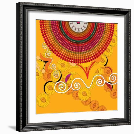 Nature Fan, Flower Yellow Color-Belen Mena-Framed Giclee Print