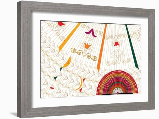 Nature Fan, Flower Yellow-Belen Mena-Framed Giclee Print