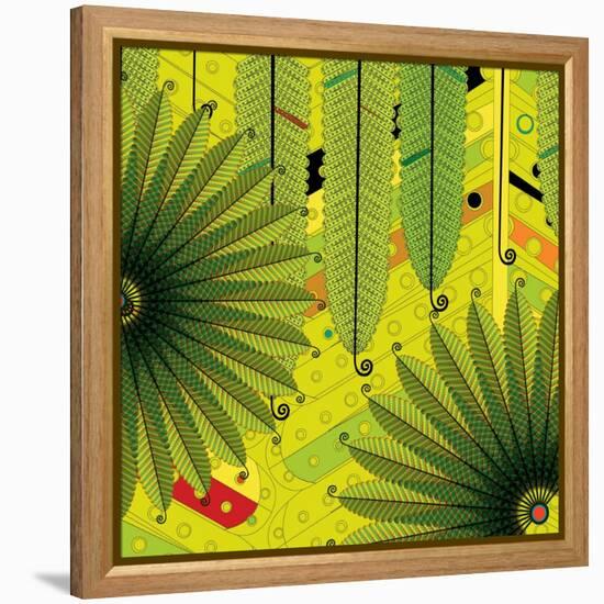 Nature Fan, Green Leaves Color-Belen Mena-Framed Premier Image Canvas