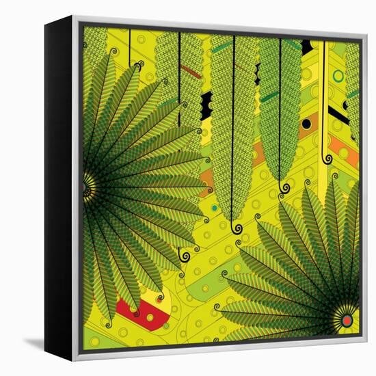 Nature Fan, Green Leaves Color-Belen Mena-Framed Premier Image Canvas