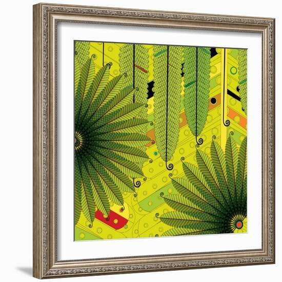 Nature Fan, Green Leaves Color-Belen Mena-Framed Giclee Print