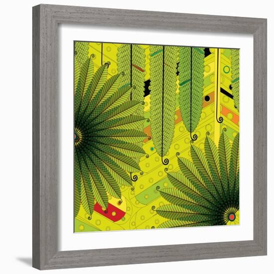 Nature Fan, Green Leaves Color-Belen Mena-Framed Giclee Print