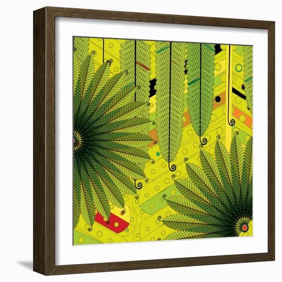 Nature Fan, Green Leaves Color-Belen Mena-Framed Giclee Print