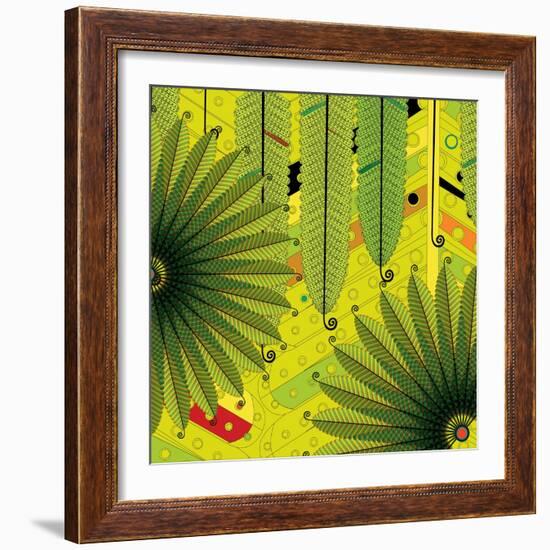 Nature Fan, Green Leaves Color-Belen Mena-Framed Giclee Print