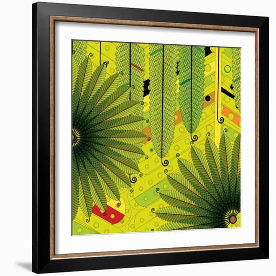 Nature Fan, Green Leaves Color-Belen Mena-Framed Giclee Print