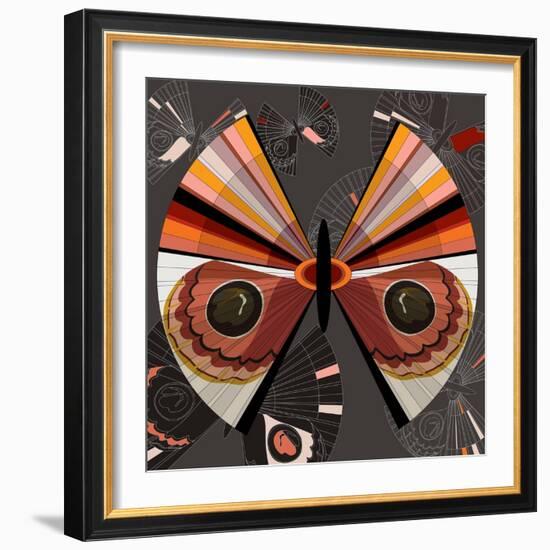 Nature Fan, Moth Color-Belen Mena-Framed Giclee Print