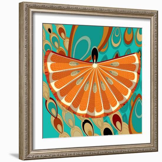 Nature Fan, Orange Color-Belen Mena-Framed Giclee Print