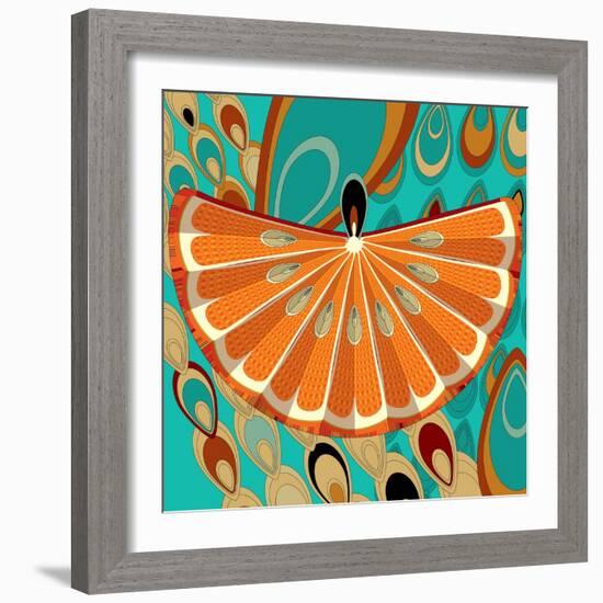 Nature Fan, Orange Color-Belen Mena-Framed Giclee Print