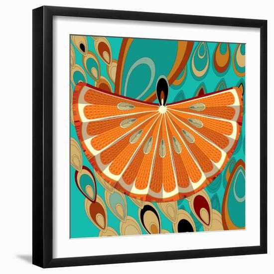 Nature Fan, Orange Color-Belen Mena-Framed Giclee Print
