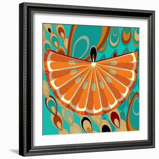 Nature Fan, Orange Color-Belen Mena-Framed Giclee Print