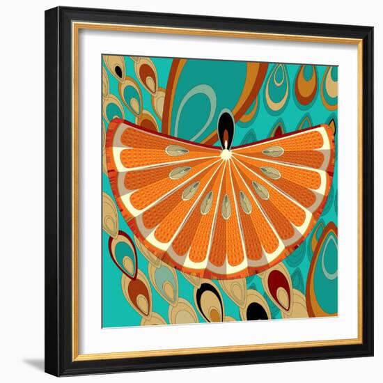 Nature Fan, Orange Color-Belen Mena-Framed Giclee Print