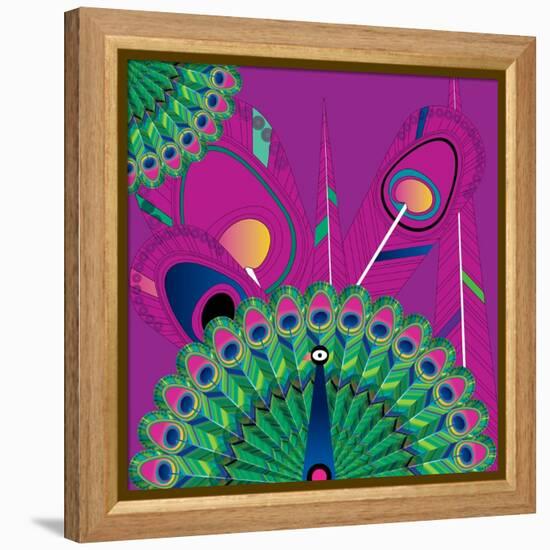 Nature Fan, Peacock Color-Belen Mena-Framed Premier Image Canvas