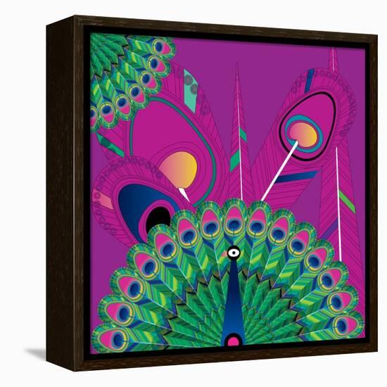 Nature Fan, Peacock Color-Belen Mena-Framed Premier Image Canvas