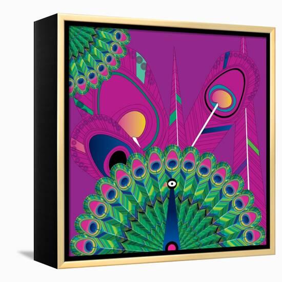 Nature Fan, Peacock Color-Belen Mena-Framed Premier Image Canvas