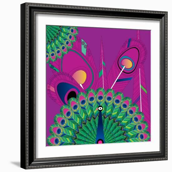 Nature Fan, Peacock Color-Belen Mena-Framed Premium Giclee Print