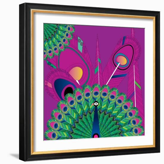 Nature Fan, Peacock Color-Belen Mena-Framed Premium Giclee Print