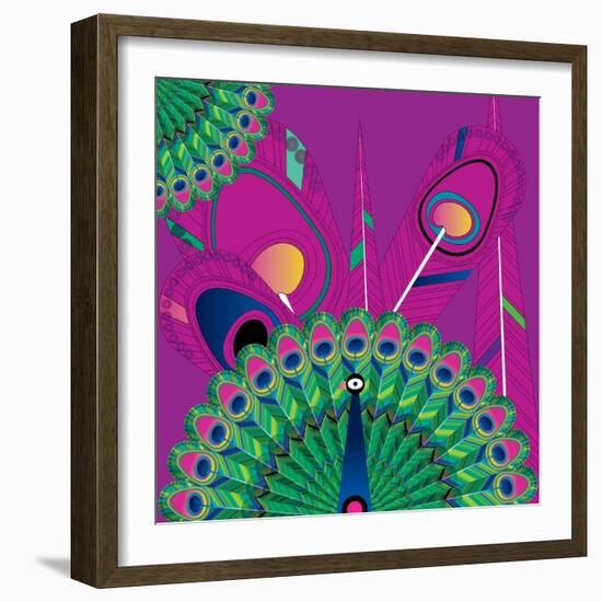 Nature Fan, Peacock Color-Belen Mena-Framed Giclee Print