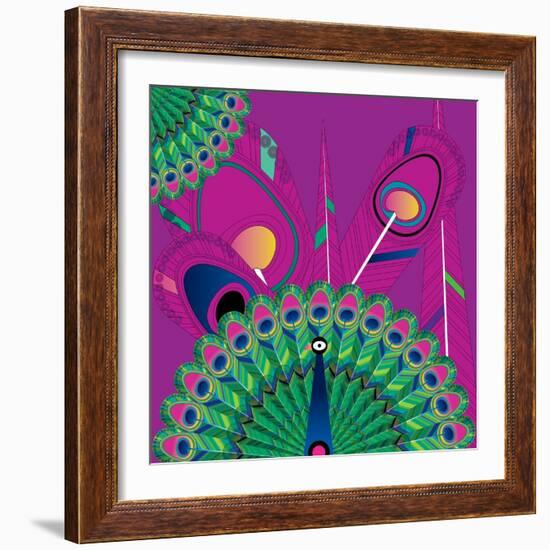 Nature Fan, Peacock Color-Belen Mena-Framed Giclee Print