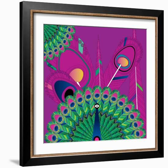 Nature Fan, Peacock Color-Belen Mena-Framed Giclee Print