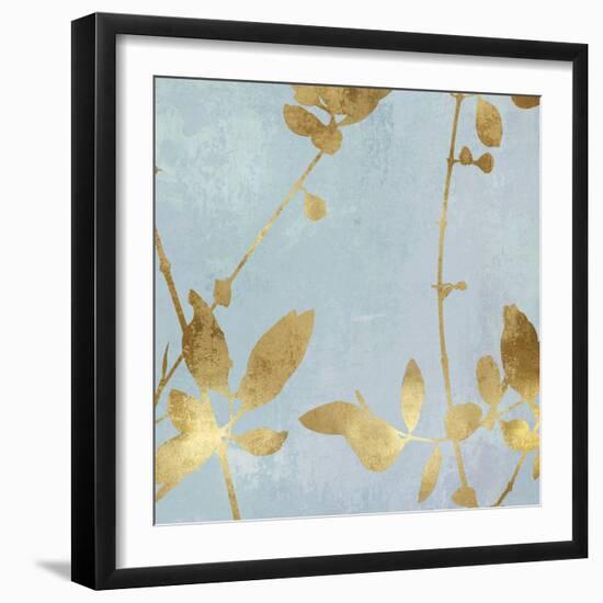 Nature Gold on Blue III-Danielle Carson-Framed Art Print