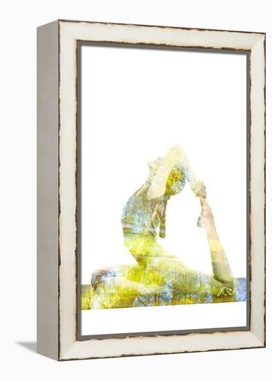 Nature Harmony Healthy Lifestyle Concept - Double Exposure Image of Woman Doing Yoga Asana King Pig-f9photos-Framed Premier Image Canvas