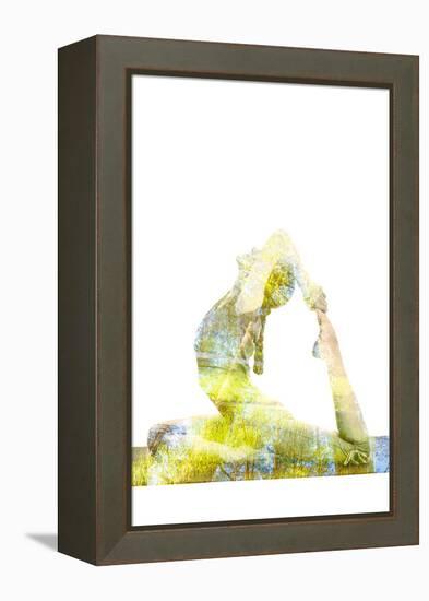 Nature Harmony Healthy Lifestyle Concept - Double Exposure Image of Woman Doing Yoga Asana King Pig-f9photos-Framed Premier Image Canvas